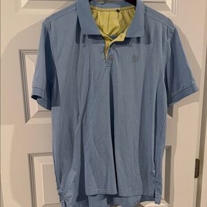 Chaps Golf Light Blue and Yellow Collared Polo Shirt Dry Fit Medium